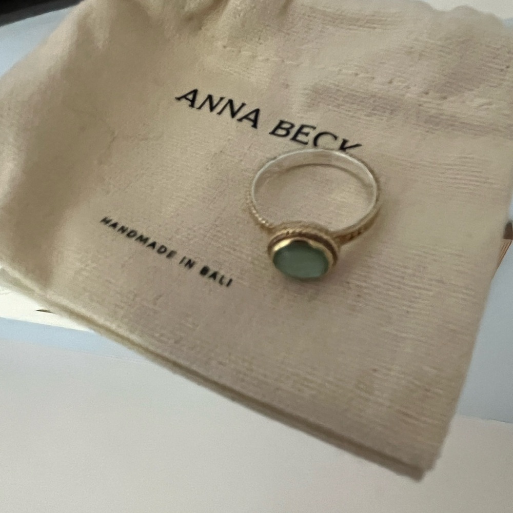 Anna Beck Gold Ring with Green Stone size 8